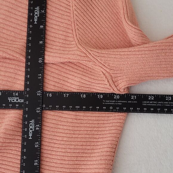 J H Collectibles Peach Metallic Gold Shimmer Cardigan Sweater Toggle Button Snap - Picture 5 of 6